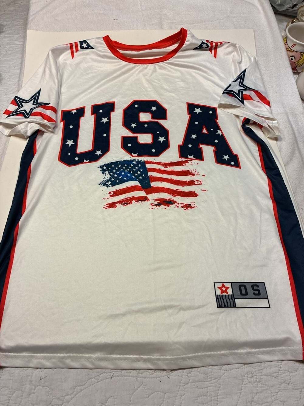 Unbranded USA Patriotic Themed Graphic Sports Jersey T-Shirt
